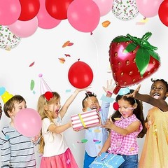 33Pcs Large Summer Fruit Foil Mylar Balloons – Shortcake Strawberry