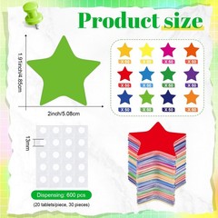 600 PCS 2 Inch Star Cutouts Assorted Color Paper Bulletin Board Decor Craft