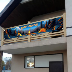 Happy Camper Banner Camping Themed Party Decorations Forest Adventure Photograph