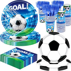Soccer Party Decorations, 120Pcs Soccer Birthday Party Supplies-Serves 24 with S