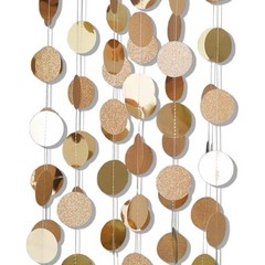 6 Pcs Glitter Champagne Gold Paper Circle Dots Garland (52 Feet) Party Hanging