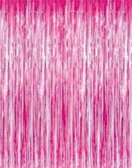 Pink Metallic Foil Fringe Door & Window Curtain Party Decoration 3′ X 8′