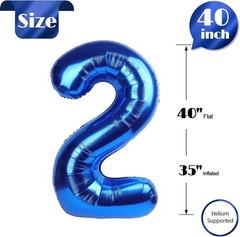 Navy Blue 2 Balloon, Number Balloon 40 Inch, Two Number Birthday Decorations