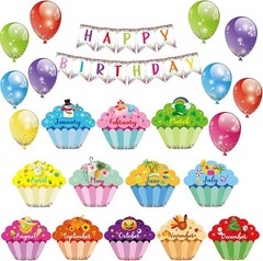 Chic Happy Birthday Decorations Set – 25 Colorful Cutouts for Classrooms