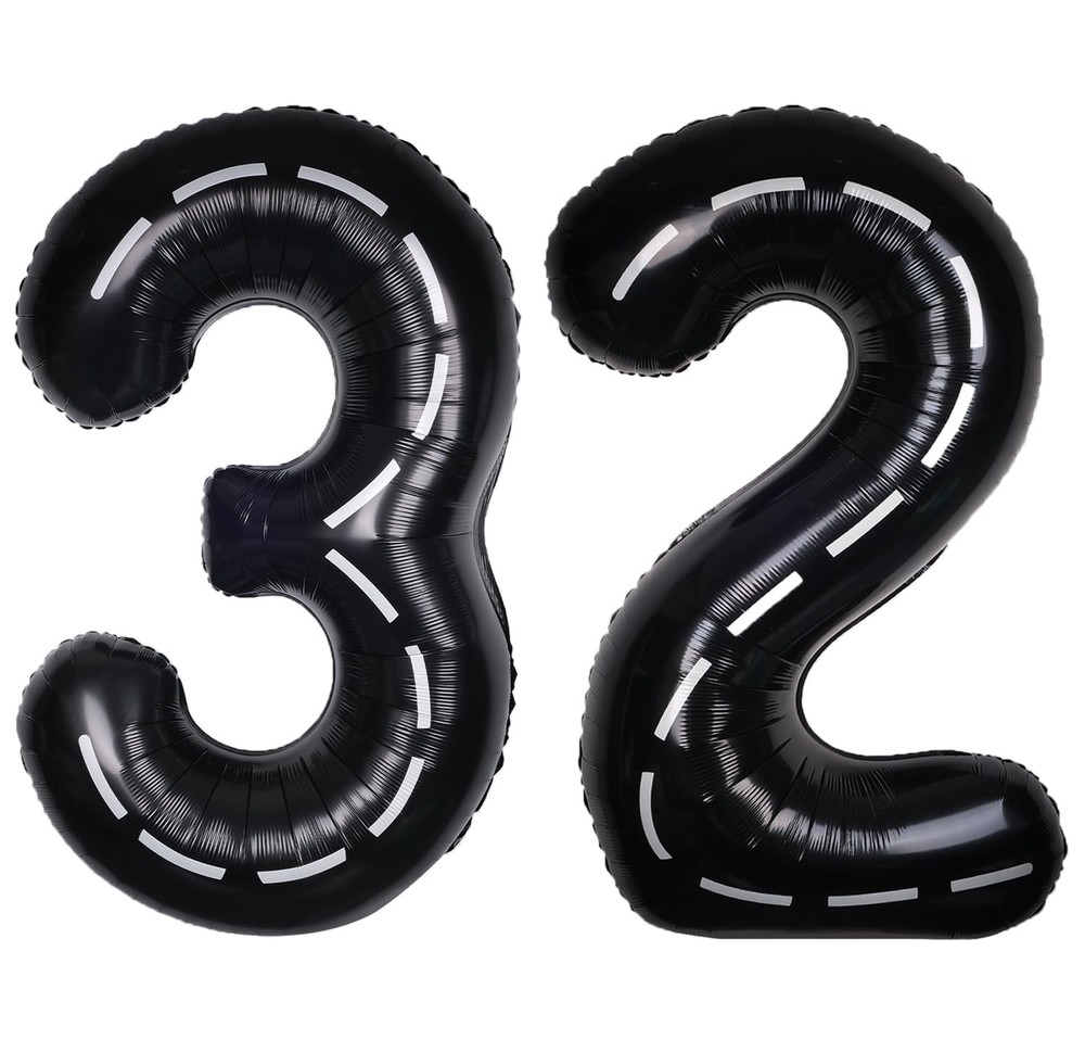 Race Car 40Inch Black 32 Balloon Number Large Helium Race Track 0-9 Giant Dig…