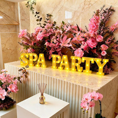 8 Pcs Spa Party Decorations Lights up Sign 6.42 Inch Spa Theme LED Neon