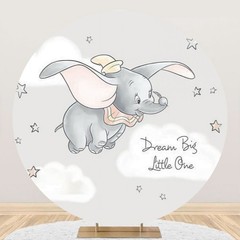 Round Dumbo Baby Shower Backdrop Newborn Happy 1st Birthday Photo Background