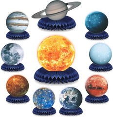 10Pcs Solar System Honeycomb Centerpieces Space Party Birthday Decorations
