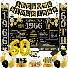 60Th Birthday Decorations Men Women, Black Gold Back in 1966 Poster Happy 60Th B