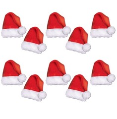 PACK 10 CHRISTMAS SANTA HAT CUTOUTS PLACE CARD SCATTERS PARTY TABLE DECORATION