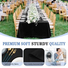 Pesonlook 12-Pack Rectangle Tablecloth 60×102 Black Polyester Washable
