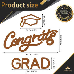 Brown Felt Congrats Grad Sticker Sign for Backdrop Graduation Decor for Party Co