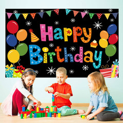 Happy Birthday Backdrop Banner Birthday Decoration Yard Signs Background for Boy