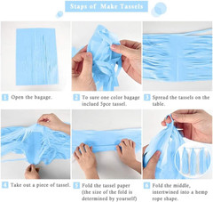 Navy Blue and Light Blue Tissue Paper Tassel(3 Colors),Paper Tassel Garland Bann