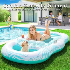 Inflatable Pool Floats Adult 87″x 47″ Large Lounger Float with Storage Cooler
