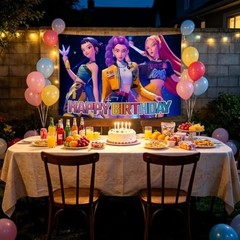 Cartoon Birthday Party Decorations,Happy Birthday Banner Backdrop for Birthday