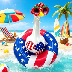 1Set Striped Bikini Creative Patriotic Porch Goose Outfits Festival Durable New