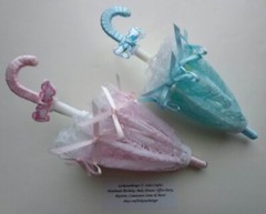 NEW 7″ Hand Decorated Parasol Umbrella Baby Shower Decoration in Blue or Pink