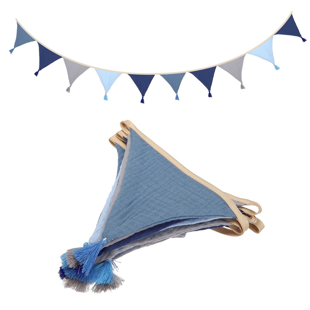3.1m/10.2ft Fabric Pennant Banner, Pennant Banner Flags, Blue/Grey