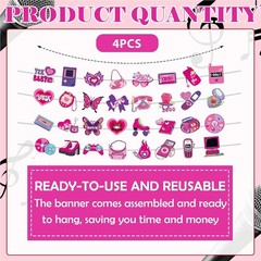 Retro Y2k Party Decorations Pink 2000s Banners 00s Theme Party Supplies