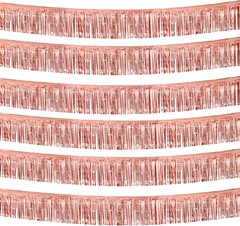 6 Pack 10 Feet Red Silver Foil Fringe Garland Metallic Tinsel Streamers Banner