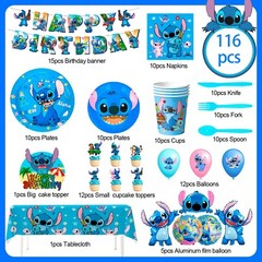 Lilo & Stitch Party Decorations Tablecloth Plate Stitch Birthday Party Balloons