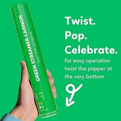 2 Pack Streamer Confetti, 12» Biodegradable Green Cannon, Pride Party Poppers