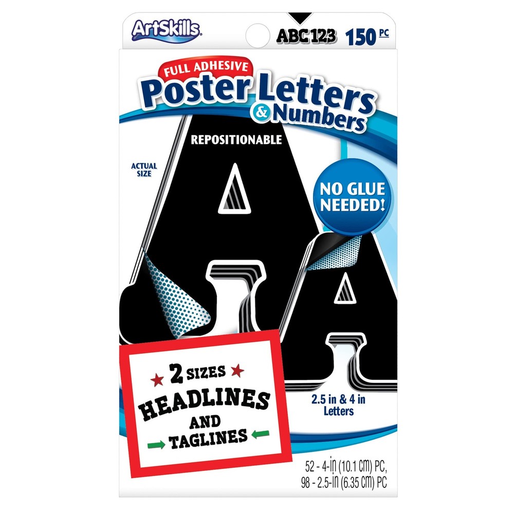 Paper Poster Letters and Numbers for Projects and Crafts, 4″ and 2.5″, Black,…