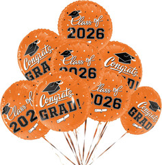 12Pcs 18″ Congrats Grad Foil Balloons Class of 2026 Graduation Party Decor