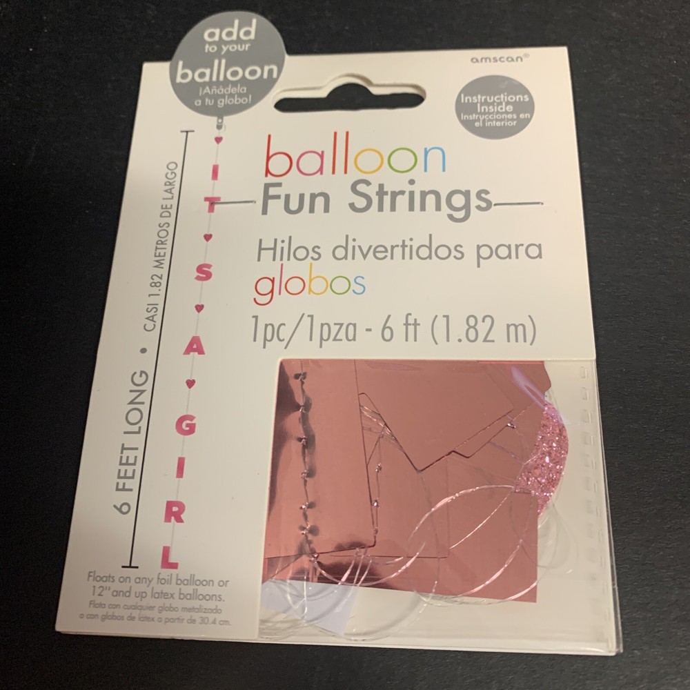 Its A Boy Girl Helium Balloon Fun Strings Tail 6 feet Long NEW