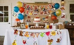 Western Cowboy Party Decorations, 13 Pcs Cowboy Wild West Hanging Swirls Banner
