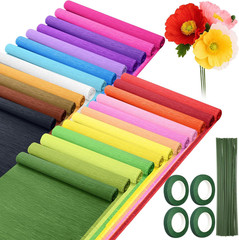24 Pack Crepe Paper Rolls 8.2Ft X 16 Inch Colourful Crepe Paper Streamers with F