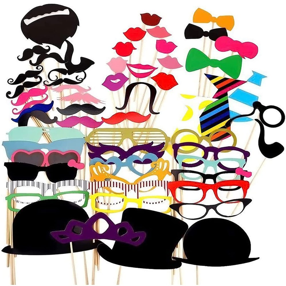 Party Props for Photo Booth Birthday Wedding Kids Adult Prom 58 Pcs, DIY…