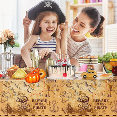 12 Pieces Pirate Tablecloth for Party Decor – 54 X 108 Inches Pirate Treasure Ma