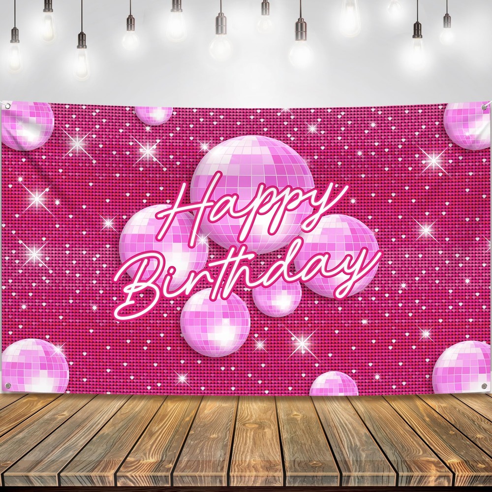 XtraLarge Happy Birthday Backdrop – 72×44 Inch | Pink Happy Birthday Banner for