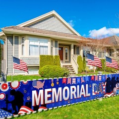 Large 9.8×1.6ft Memorial Day Banner, Memorial Day Decorations, Memorial Day Y…