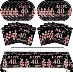 41PCS 40Th Birthday Decorations for Women Rose Gold and Black Birthday Supplies