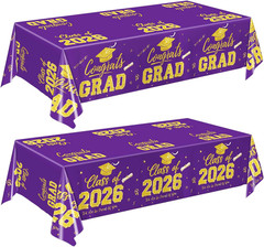 2Pcs 54×108″ Class of 2026 Graduation Tablecloths Congrats Grad Party Decor