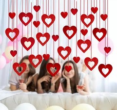 40 PCS Valentines Day Decorations Glitter Red Heart Hanging Swirls Ceiling