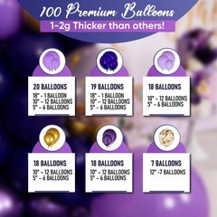 ALL-IN-1 Purple and Gold Balloon Arch & Garland Kit – Small and Large Purple …