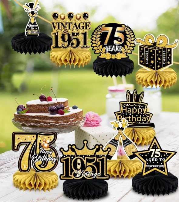 9 Pcs 75Th Birthday Decoration 75 Birthday Party Decorations for Men Women 75 Ye