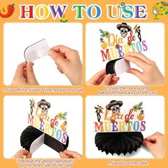 10 PCS Dia De Los Muertos Honeycomb Centerpiece Day of The Dead Halloween