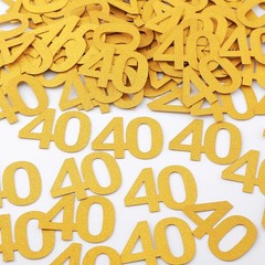 40th Happy Birthday Confetti Decorations Gold Glitter Number 40 Scatter