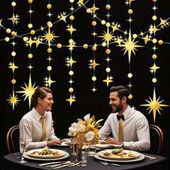 Glitter Gold Star Circle Dot Garland 30 Feet Twinkle Gold Star Circle Dot Ceilin