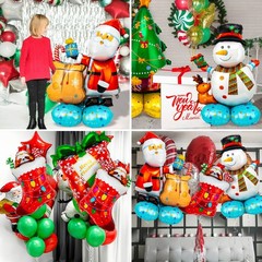 Christmas Mylar Balloons, Giant Large 16 Pcs Christmas Santa Claus Snowman Tr…