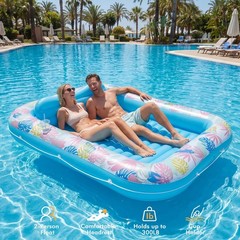 Tanning Pool Lounger Float, 87″ x 63″ Pool Floats Adult with Headrest & Drink…