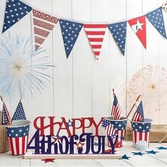 Independence Day Table Decorations – Metal and Wood Sign for Home Festivities