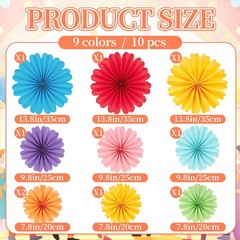 10 PCS Paper Flowers Decorations For Wall Fans Fiesta Mexican Party Decor Art
