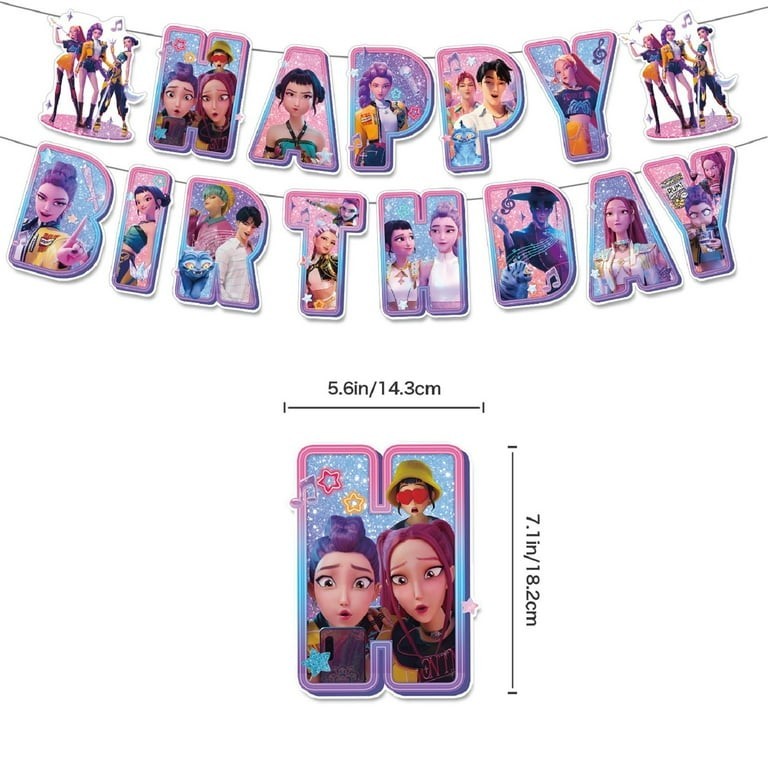 KPOP Hunters Birthday Party Supplies Set Balloons Cake Toppers Backdrop Banner