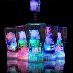 12pcs LED Waterproof Ice Cube Shaped Lights Drinks Wine Light Up Water Activated